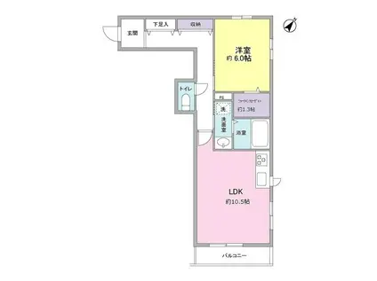 リヴェール響(1LDK/1階)の間取り写真