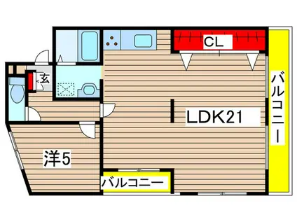 鉄村マンション S棟(1LDK/2階)の間取り写真
