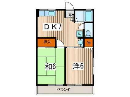 ドミールかしわ台(2DK/2階)の間取り写真