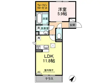サンテカルム(1LDK/1階)の間取り写真