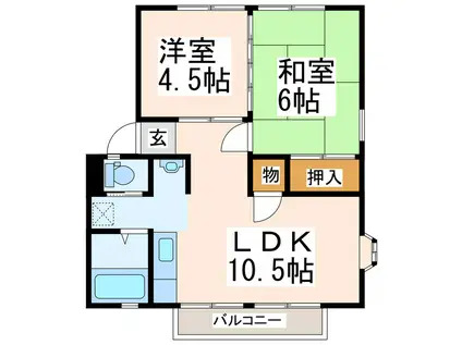 ファミール帯山(2LDK/1階)の間取り写真