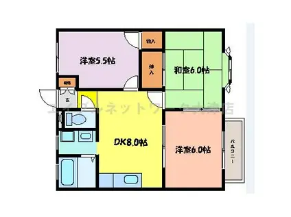 グロリオーサ園(3DK/2階)の間取り写真