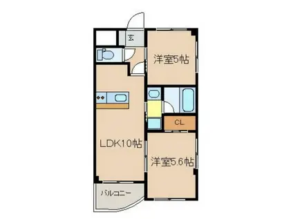 リベルテ(2LDK/5階)の間取り写真