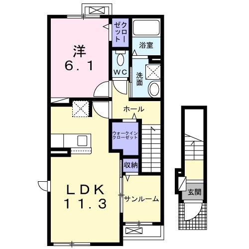 ブリック フェアリーIII(1LDK/2階)の間取り写真