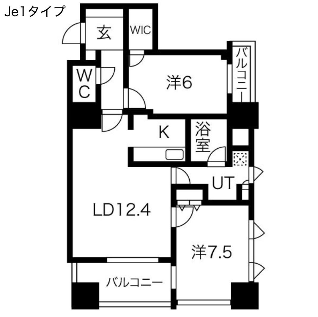 アルグラッドザ・タワー心斎橋(2LDK/25階)の間取り写真