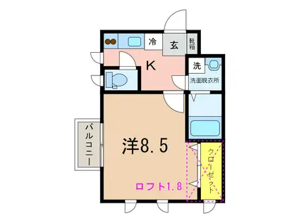 サザンヒルズ(1K/1階)の間取り写真