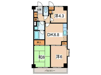 サントゥール白楽(3DK/4階)の間取り写真