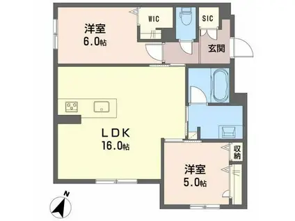 グランドシャーメゾン月出(2LDK/1階)の間取り写真