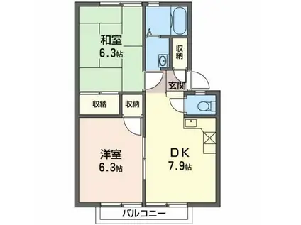 アトレ堀川(2DK/1階)の間取り写真