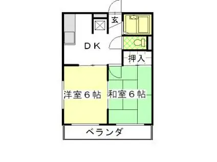 グランドパレスウタガワ(2DK/3階)の間取り写真