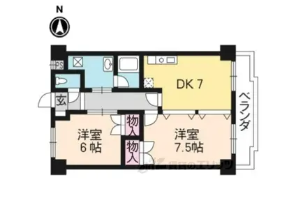 カルテットKOBORI D棟(2DK/5階)の間取り写真