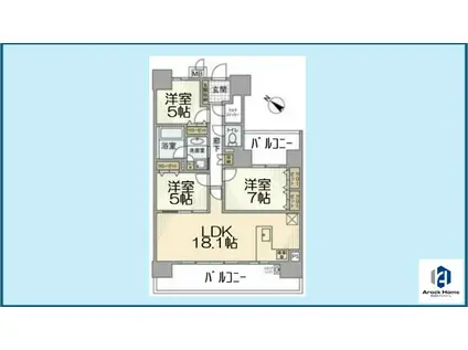 ライオンズ一社グランテラス(3LDK/3階)の間取り写真