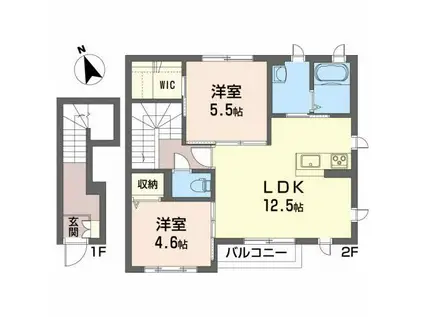メゾンソレイユ(2LDK/2階)の間取り写真