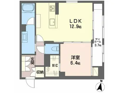 LUANA KAMISUGI(1LDK/1階)の間取り写真