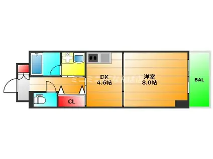 BR.天満橋(1DK/9階)の間取り写真