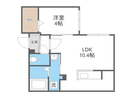 北広島市中央4丁目MS B棟(1LDK/1階)の間取り写真