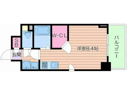 ララプレイス四天王寺夕陽ヶ丘(ワンルーム/11階)の間取り写真