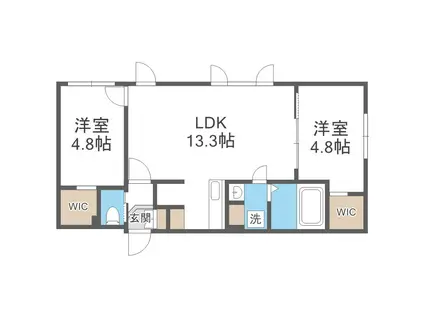 ノルフィーノN18(2LDK/1階)の間取り写真