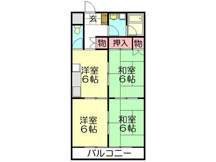 前島マンション(3DK/3階)の間取り写真