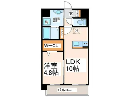SQUARE大津(1LDK/3階)の間取り写真
