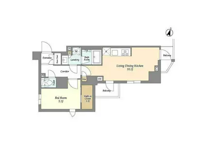 ジオエント山吹神楽坂(1LDK/2階)の間取り写真