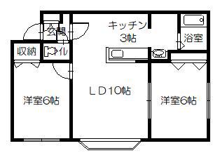 プラダ本町A・B棟(2LDK/1階)の間取り写真