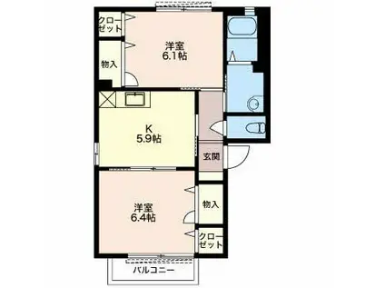 ＪＲ東海道本線 焼津駅 バス乗車時間：11分 最寄りバス停で下車 徒歩5分 2階建 築23年(2K/2階)の間取り写真