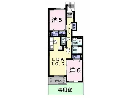 プラシード アロッジオ(2LDK/1階)の間取り写真