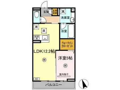 サウスERN GION(1LDK/1階)の間取り写真