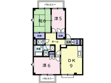 スクウェアガーデン緑井(3LDK/2階)の間取り写真