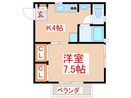 ヴァンベールさくらI(1K/1階)の間取り写真