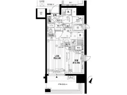 クレヴィア日本橋水天宮前 HAMACHO RESIDENCE(1LDK/9階)の間取り写真