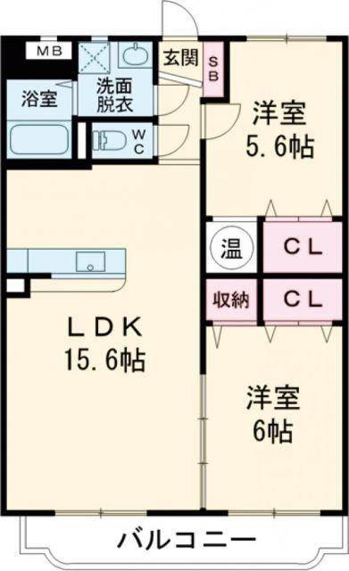ユーミー須賀(2LDK/2階)の間取り写真