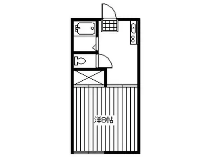 グリーンウッド(1K/1階)の間取り写真