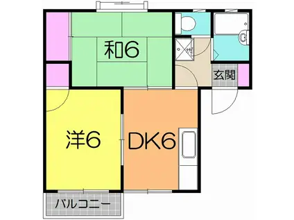 タウンパレスK2(2DK/1階)の間取り写真
