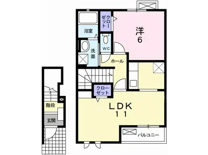 リトリートS(1LDK/2階)の間取り写真