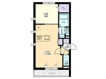 BRONNLEY COURT(1LDK/1階)の間取り写真