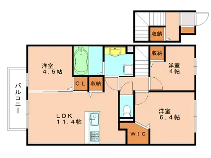 エスポワール高原II(3LDK/2階)の間取り写真