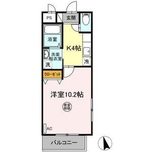 D-PACE角五郎(1K/1階)の間取り写真