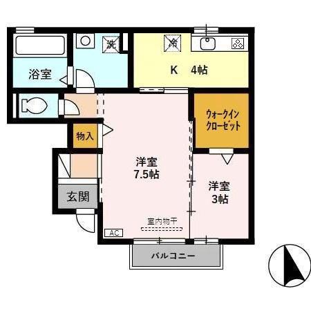 ロゼッリーナ6(2K/1階)の間取り写真