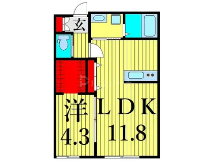 KAHALE青戸(1LDK/1階)の間取り写真