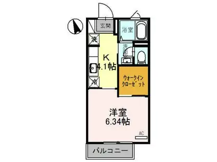 ロイヤルコート高屋(1K/2階)の間取り写真