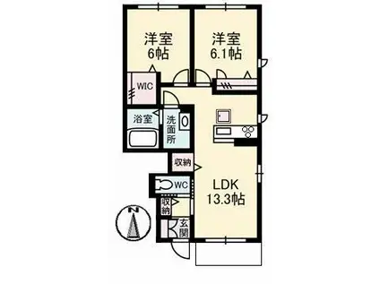 ウェイノール(2LDK/1階)の間取り写真