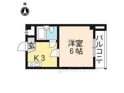 ヴィラ円町(1K/3階)の間取り写真