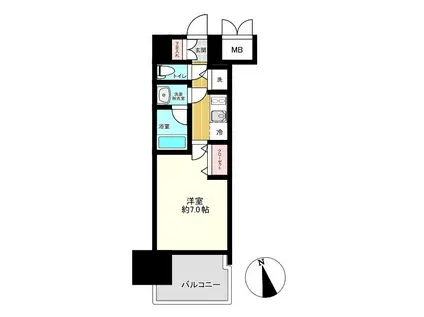 ソルテラス OSAKA イースト GATE(1K/13階)の間取り写真