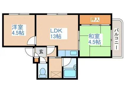 ブルームハイツ(2LDK/3階)の間取り写真