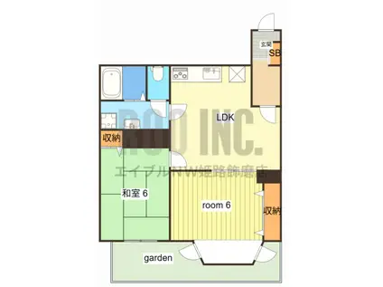 ラフィネロジュマンB(2DK/1階)の間取り写真