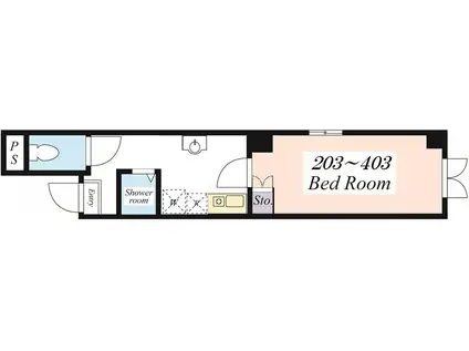 マリーンコーブ等々力(1K/4階)の間取り写真