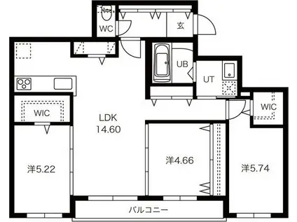 アオアクア円山 N4(3LDK/1階)の間取り写真