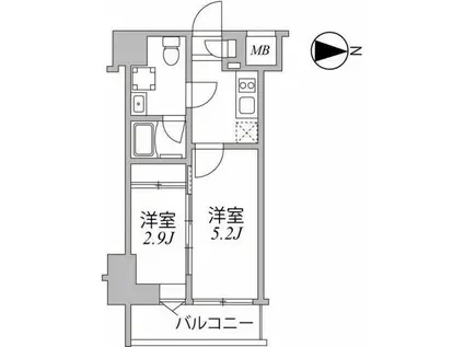 SYFORME住吉(2K/6階)の間取り写真